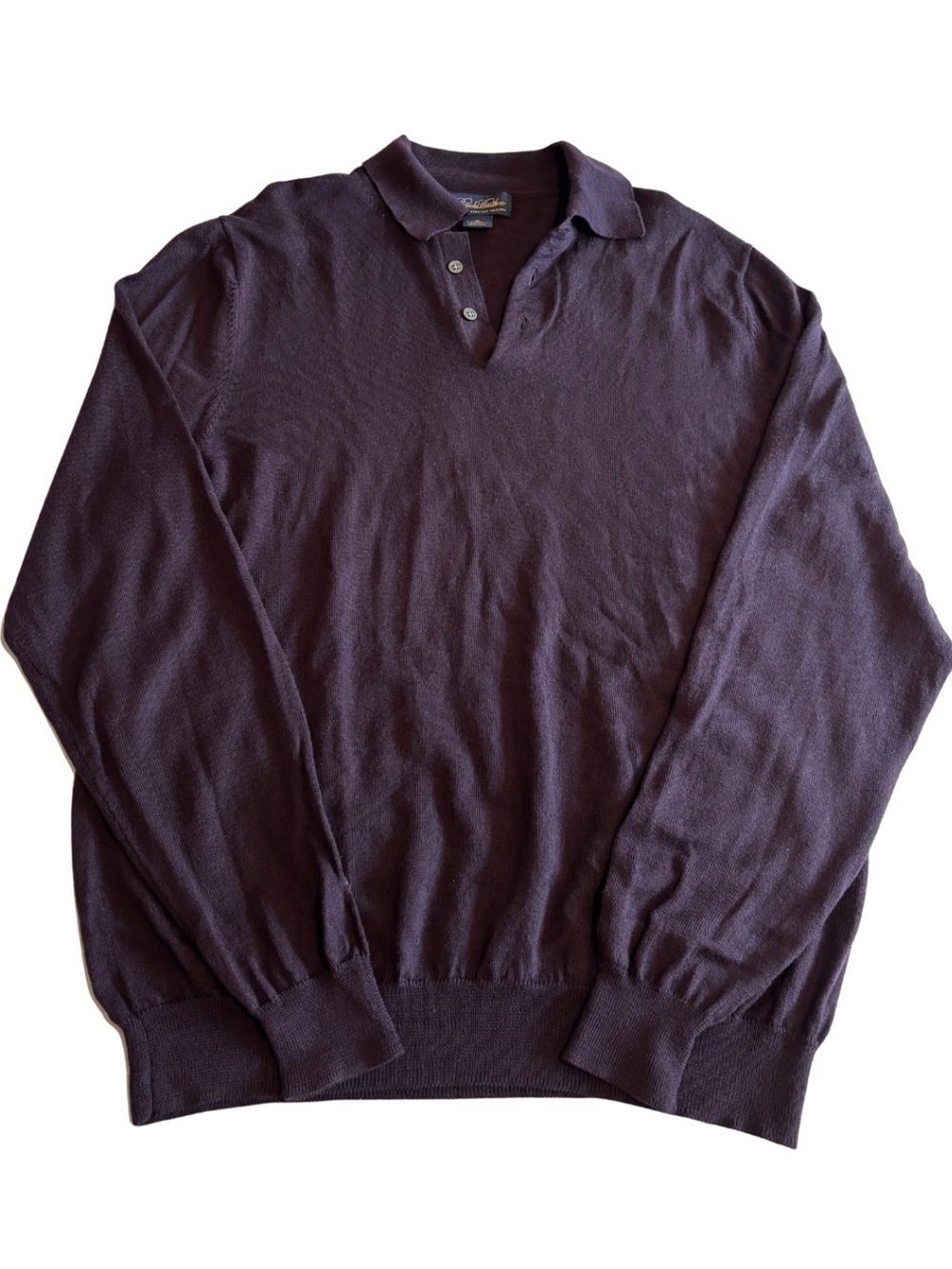 Brooks Brothers Super Soft Fine Merino Wool V-Neck Polo Sweater - Plum